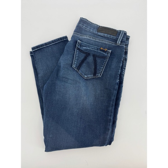 Seven7 Denim - Seven7 Skinny Easy Fit Jeans Womens 10 Medium Wash Blue Denim Stretch Mid Rise